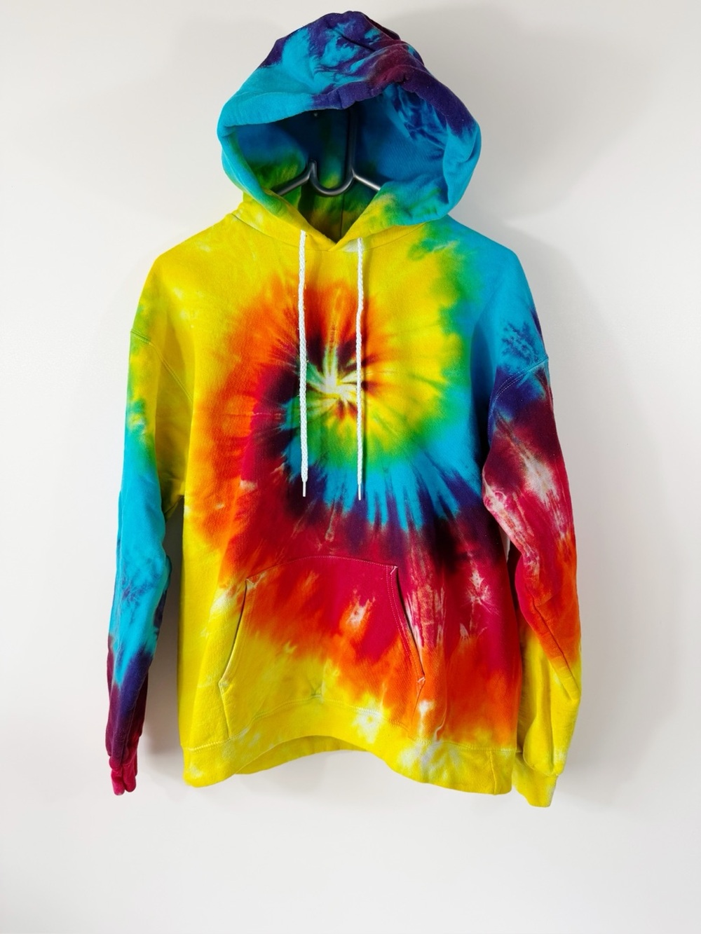 Vintage Hanes Tie Dye Spiral Rainbow Hoodie Size M